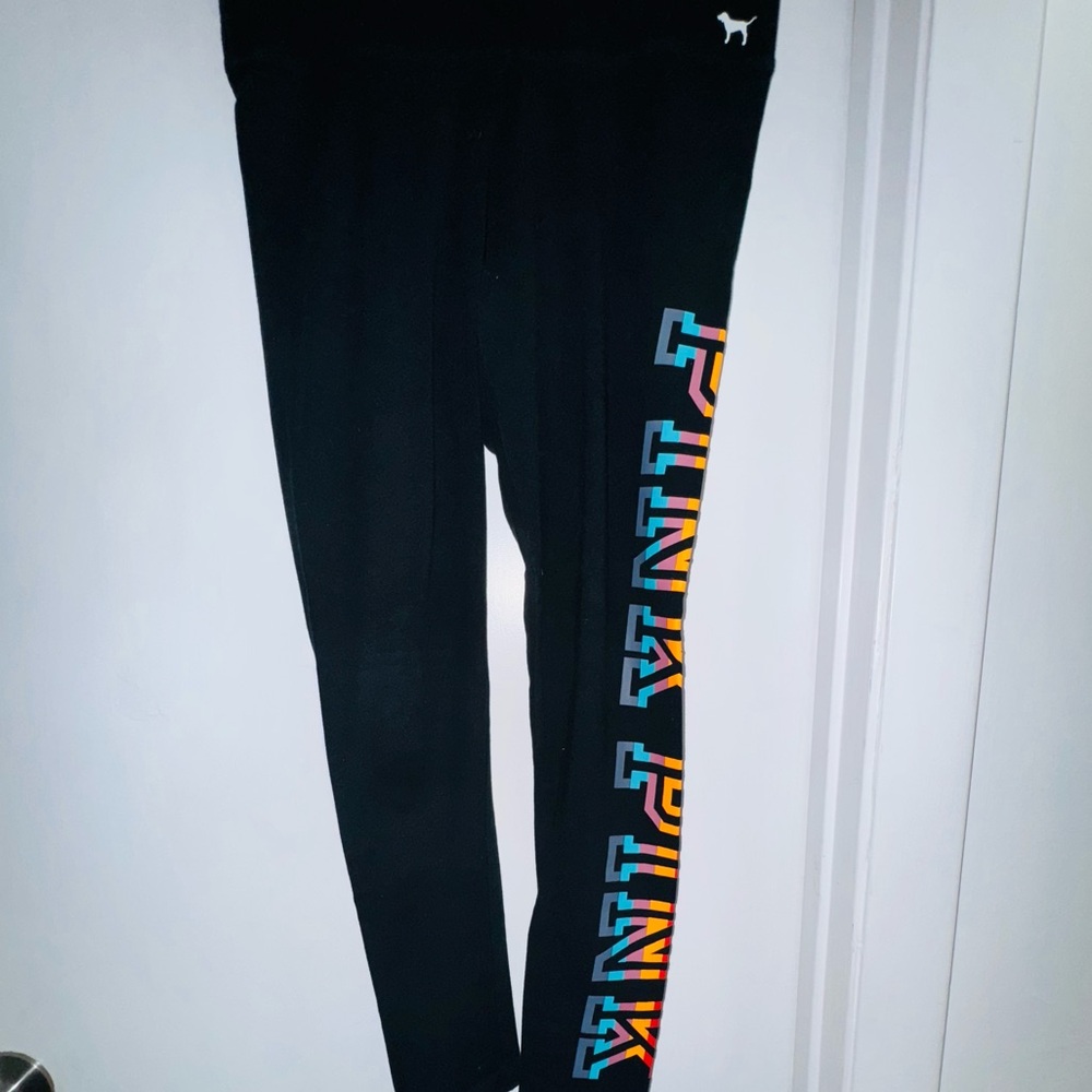 Black Yoga Pangs with Colorful PINK Logo
